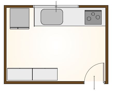 6畳 I型キッチン（壁付け） 図面